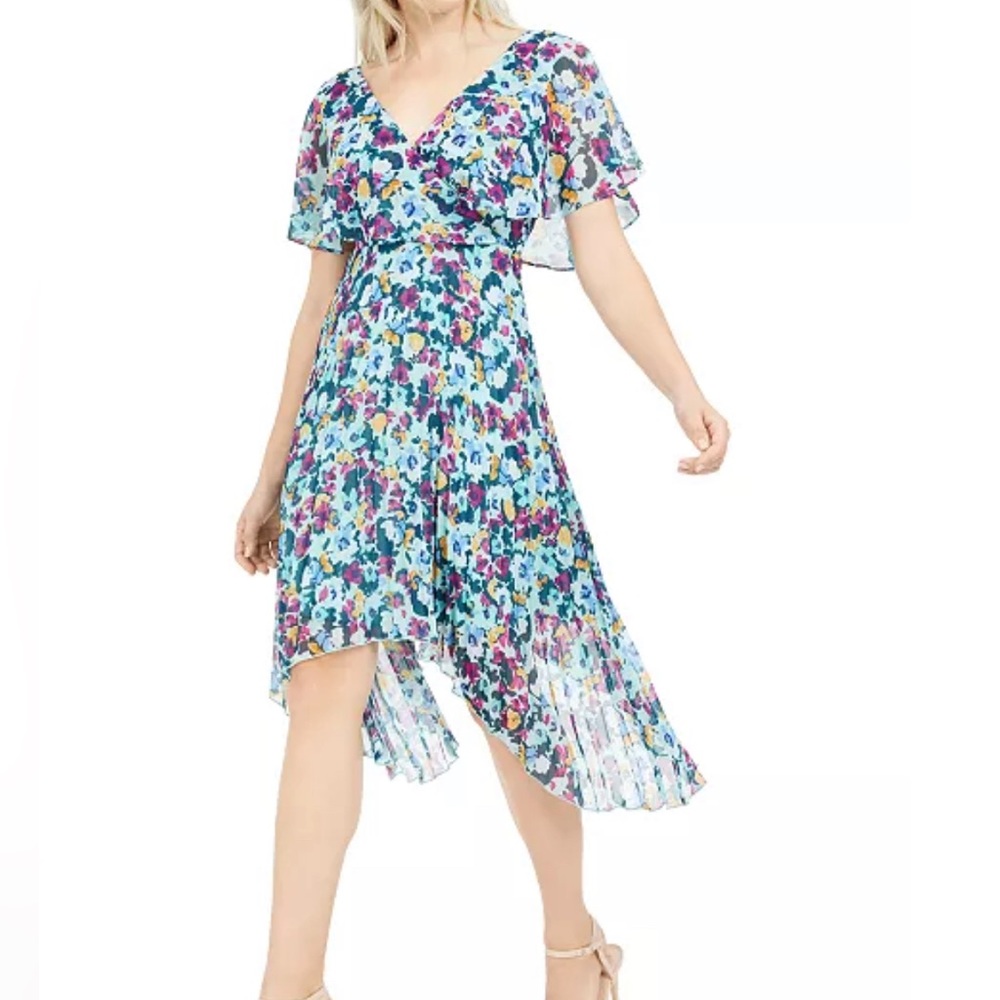 NWT Kenzie  Women Tunic Pleated Fit & Flare Dress Short Sleeveless Size 0